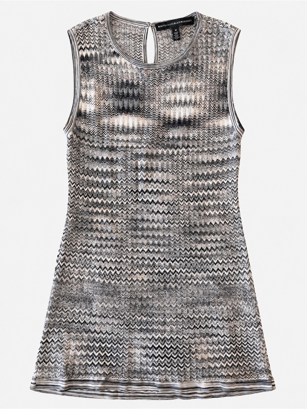 White House Black Market Metallic Knit Sleeveless Tank in Silver and Black